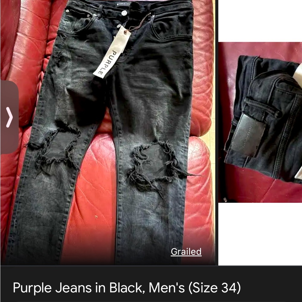 Purple jeans knee rip size 34 barely worn